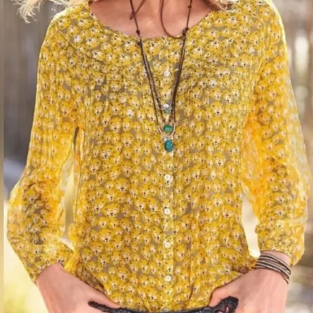 Sundance Katanga Silk Lion Face Print Blouse - Size Small